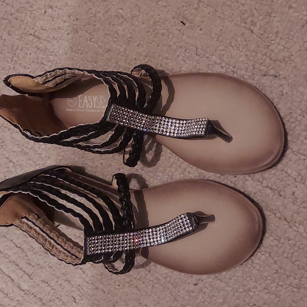 Black with diamond boho sandles